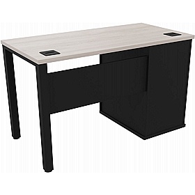 Analog Duo Shallow Rectangular Desk with Pedestal - Office Desks