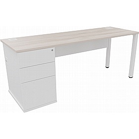 Analog Duo Shallow Rectangular Desk with Pedestal