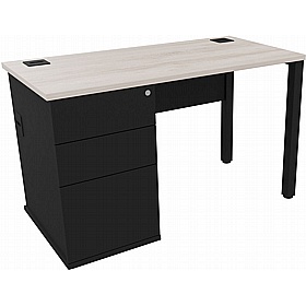 Analog Duo Shallow Rectangular Desk with Pedestal - Office Desks