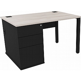 Analog Duo Rectangular Desk with Pedestal - Office Desks