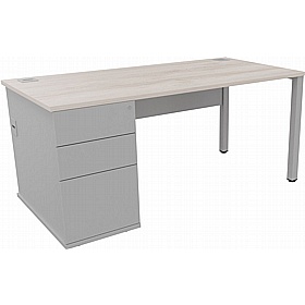 Analog Duo Rectangular Desk with Pedestal - Office Desks