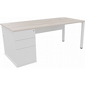 Analog Duo Rectangular Desk with Pedestal
