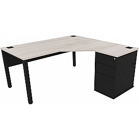Analog Duo Radial Ergonomic Office Desk with Pedestal - Office Desks