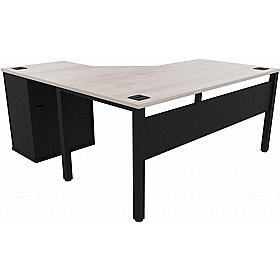Analog Duo Radial Ergonomic Office Desk with Pedestal - Office Desks