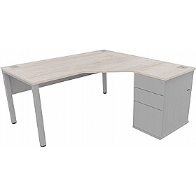 Analog Duo Radial Ergonomic Office Desk with Pedestal - Office Desks
