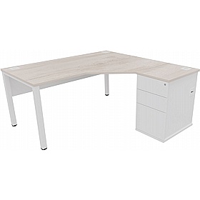 Analog Duo Radial Ergonomic Office Desk with Pedestal