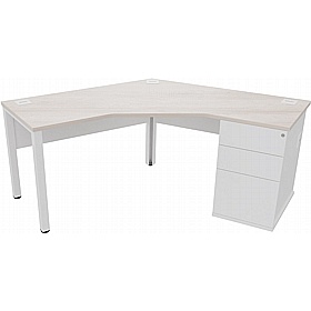 Analog Duo 120 Degree Segment Office Desks with Pedestal - Office Desks