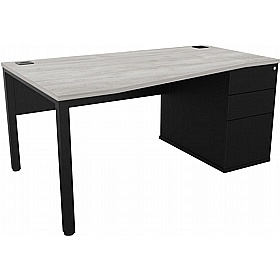 Analog Duo Wave Desks with Pedestal - Office Desks