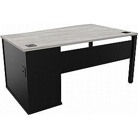 Analog Duo Wave Desks with Pedestal - Office Desks