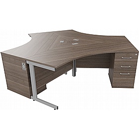 Cogent 3 Person Cluster Office Desks with Pedestals - Office Desks