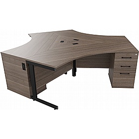 Cogent 3 Person Cluster Office Desks with Pedestals - Office Desks