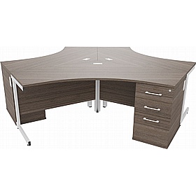 Cogent 3 Person Cluster Office Desks with Pedestals - Office Desks