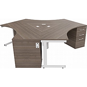 Cogent 3 Person Cluster Office Desks with Pedestals - Office Desks