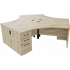 Forme 3 Person Cluster Office Desks with Pedestals - Office Desks