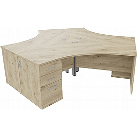 Forme 3 Person Cluster Office Desks with Pedestals