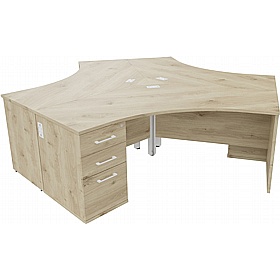 Forme 3 Person Cluster Office Desks with Pedestals - Office Desks