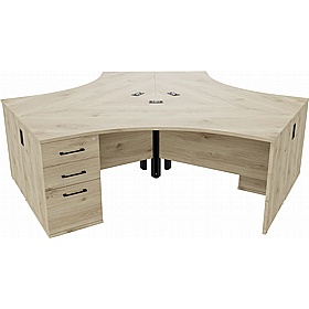 Forme 3 Person Cluster Office Desks with Pedestals - Office Desks