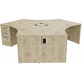 Forme 3 Person Cluster Office Desks with Pedestals - Office Desks