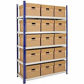 Clicka 265kg Archiving Storage Shelving Bay with Archiving Boxes - Office Storage