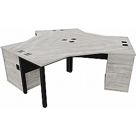 Analog 3 Person Cluster Office Desks with Pedestals - Office Desks