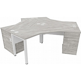 Analog 3 Person Cluster Office Desks with Pedestals