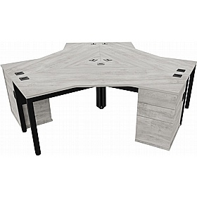 Analog 3 Person Cluster Office Desks with Pedestals - Office Desks