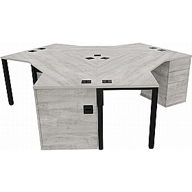 Analog 3 Person Cluster Office Desks with Pedestals - Office Desks