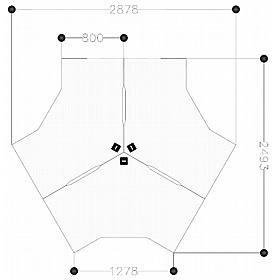 Tract Shades Hoop Leg 3 Person Cluster Bench Desks - Office Desks
