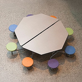 8 Seat Octagonal Mobile Folding School Dining Tables - Breakout & Canteen