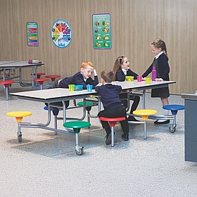 8 Seat Rectangular Mobile Folding School Dining Tables - Breakout & Canteen