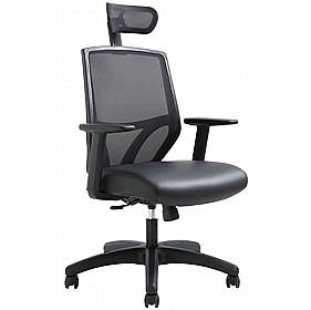 Evo Mesh & Top Leather Executive Office Chair with Pocket Sprung Seat
