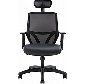 Evo Mesh & Top Leather Executive Office Chair with Pocket Sprung Seat - Office Chairs