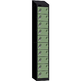 Stellar Probe Equinox Antibacterial Sloping Top 10 Compartment Lockers with Manual Combination Lock - Office Storage
