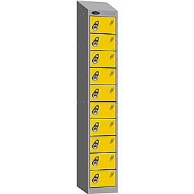 Stellar Probe Equinox Antibacterial Sloping Top 10 Compartment Lockers with Manual Combination Lock - Office Storage