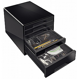 Leitz Noir 5 Drawer Desktop Cabinet - Office Storage