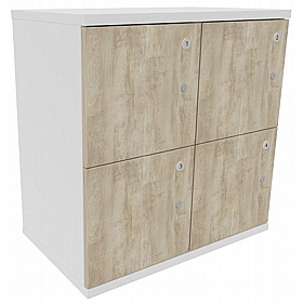 Unified Duo 4 Person Desk End Wooden Office Lockers - Office Storage