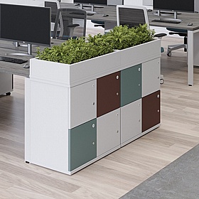 Unified Duo 8 Person Desk End Wooden Office Lockers