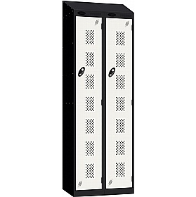 Stellar Probe Antibacterial Sloping Top Perforated Door Lockers with Cam Lock - Office Storage