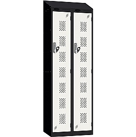 Stellar Probe Antibacterial Sloping Top Perforated Door Lockers with Digital Combination Lock - Office Storage