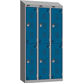 Stellar Probe Antibacterial Sloping Top Perforated Door Lockers with Manual Combination Lock - Office Storage