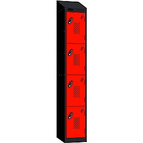 Stellar Probe Antibacterial Sloping Top Perforated Door Lockers with Coin Return Lock - Office Storage