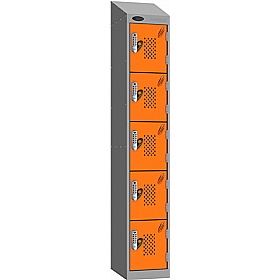 Stellar Probe Equinox Antibacterial Sloping Top Perforated Door Lockers with Digital Combination Lock - Office Storage