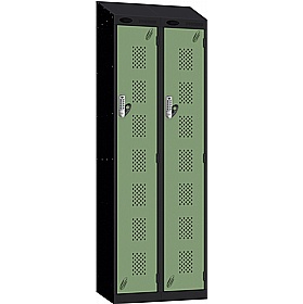 Stellar Probe Equinox Antibacterial Sloping Top Perforated Door Lockers with Digital Combination Lock - Office Storage