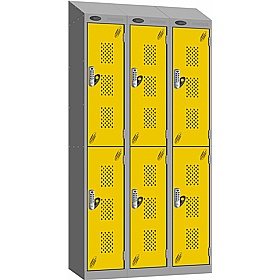 Stellar Probe Equinox Antibacterial Sloping Top Perforated Door Lockers with Digital Combination Lock - Office Storage