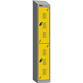 Stellar Probe Equinox Antibacterial Sloping Top Perforated Door Lockers with Coin Return Lock - Office Storage