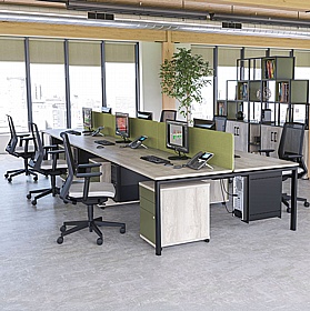 Apex 6 Person Goalpost Rectangular Back to Back Bench Desks