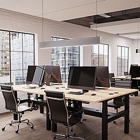 Air Electric Height Adjustable 4 Person Rectangular Back to Back Desks