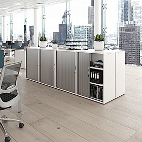 Contract Plus Wooden Tambour Office Cupboards - Office Storage