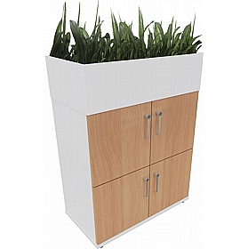 Contract Plus 4 Person Wooden Office Lockers With Planter