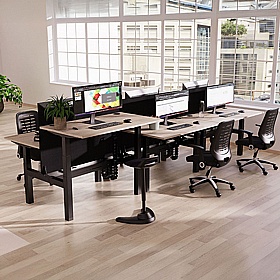 Air Electric Height Adjustable 6 Person Rectangular Back to Back Desks
